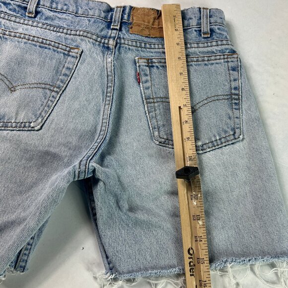 VTG 80s Levi's Jean Shorts Men's 29* Light Blue Faded Cut Off Frayed Denim Jorts - Picture 11 of 16